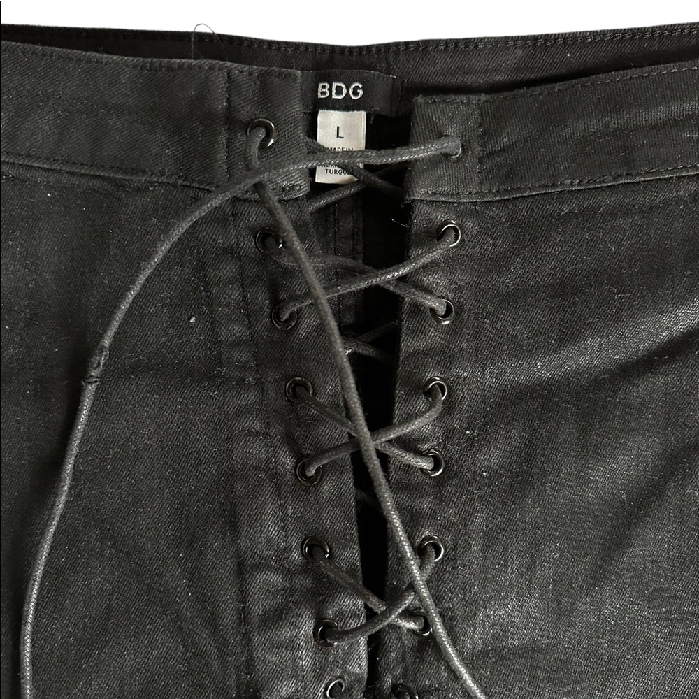 BDG Black Denim Lace Mini Skirt